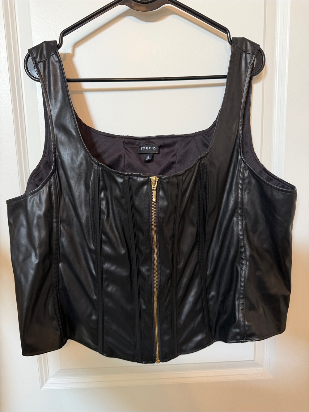 torrid Black Faux Leather Zip-Front Corset Tank